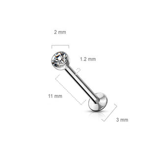 Labret Bille Zircone Argent Enfoncer