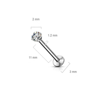 Labret Zircone Serti Clos Argent Enfoncer