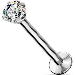 Labret Zircone Serti Clos Argent Enfoncer