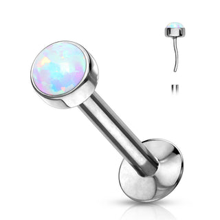 Labret Opale Ronde Argent Enfoncer