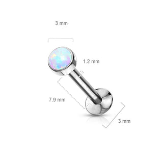 Labret Opale Ronde Argent Enfoncer