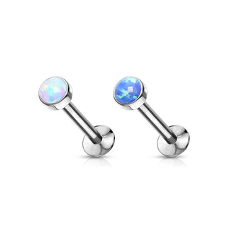 Labret Opale Ronde Argent Enfoncer