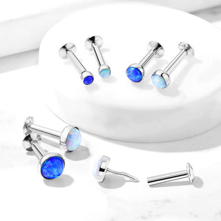 Labret Opale Ronde Argent Enfoncer