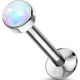 Labret Opale Ronde Argent Enfoncer