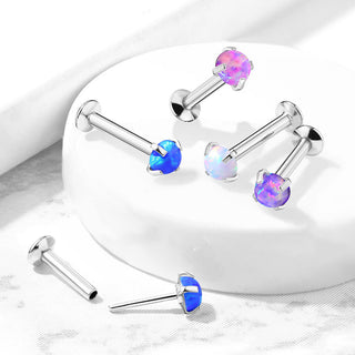 Labret Opale Ronde Serti Griffe Argent