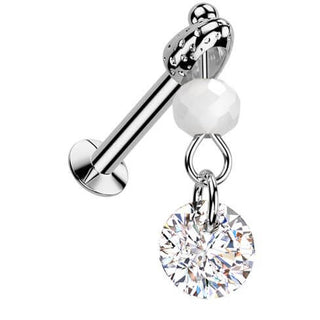 Labret perle de verre en zircone pendante Enfoncer