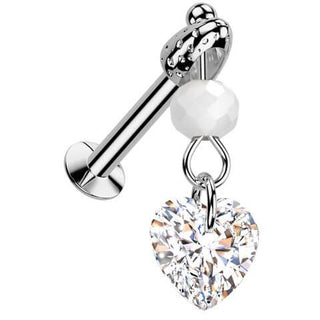 Labret coeur zricone perle de verre pendante Enfoncer