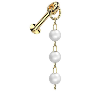 Labret pendentif triple perle Enfoncer