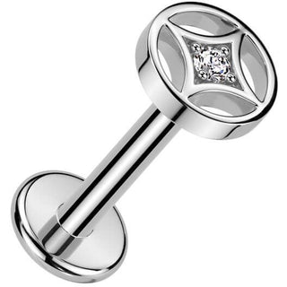 Labret etoile à 4 branches zircone Enfoncer