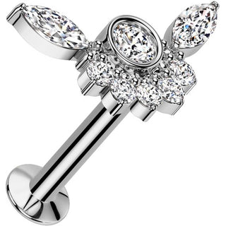 Labret lunette bourdon sertissant des zirconias en grappe Enfoncer