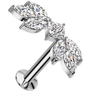 Labret feuilles tombantes zirconium taille marquise Enfoncer
