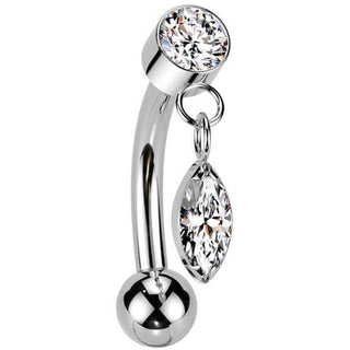 Titane Barre Courbée pendentif zircone Enfoncer