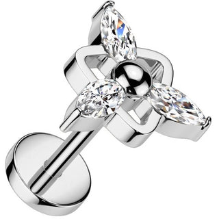 Titane Bouton d'Oreille troisième dimension zircone