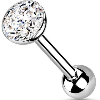 Titane Barre Zircone Serti Clos Argent Enfoncer