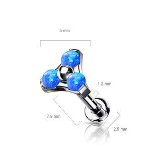 Titane Labret Triangle Opale Argent Enfoncer