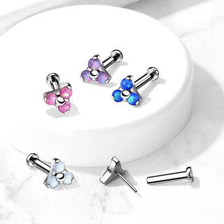 Titane Labret Triangle Opale Argent Enfoncer