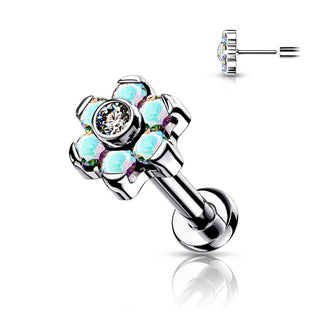 Titane Labret Fleur Zircone Argent Enfoncer