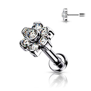 Titane Labret Fleur Zircone Argent Enfoncer