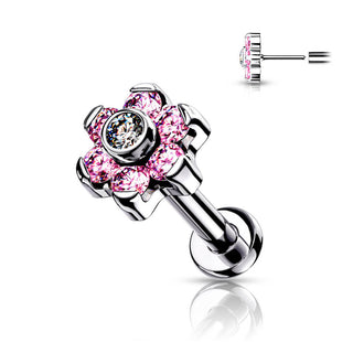 Titane Labret Fleur Zircone Argent Enfoncer