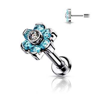 Titane Labret Fleur Zircone Argent Enfoncer