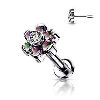 Titane Labret Fleur Zircone Argent Enfoncer