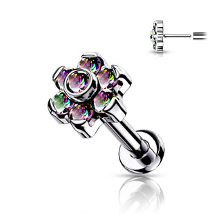 Titane Labret Fleur Zircone Argent Enfoncer