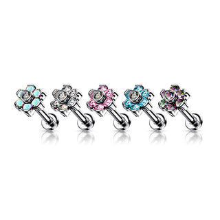 Titane Labret Fleur Zircone Argent Enfoncer