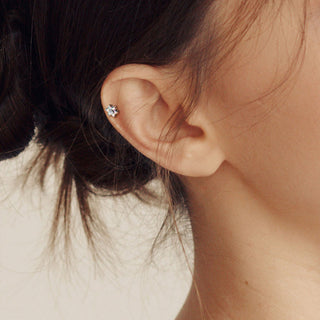 Titane Labret Fleur Zircone Argent Enfoncer