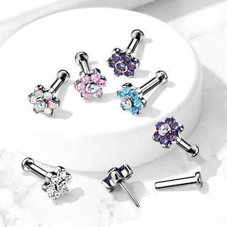 Titane Labret Fleur Zircone Argent Enfoncer