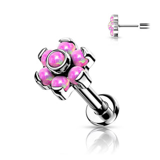 Titane Labret Fleur Opale Argent Enfoncer