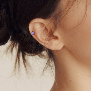 Titane Labret Fleur Opale Argent Enfoncer