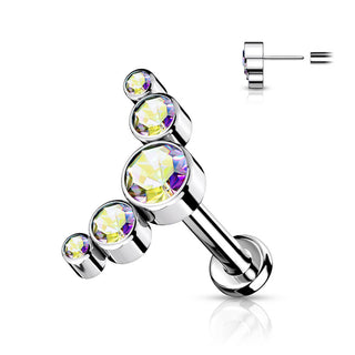 Titane Labret 5 Zircones Argent Enfoncer