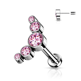 Titane Labret 5 Zircones Argent Enfoncer