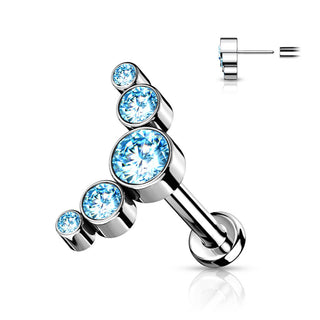 Titane Labret 5 Zircones Argent Enfoncer