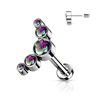 Titane Labret 5 Zircones Argent Enfoncer