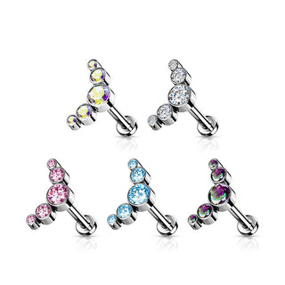 Titane Labret 5 Zircones Argent Enfoncer