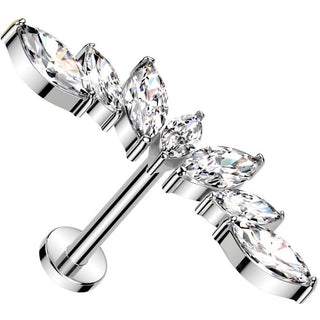 Titane Labret Éventail zircone taillée en marquise Enfoncer