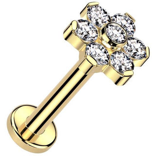 Titane Labret Fleur zircone Enfoncer