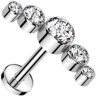 Titane Labret 5 zirconias ronds montés en lunette Enfoncer