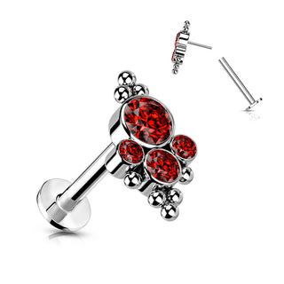 Titane Labret 4 Zircones Argent Enfoncer