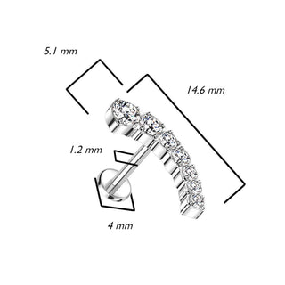 Titane Labret Zircone Courbe Enfoncer