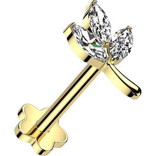 Titane Labret 3 feuilles Marquises Zircone Enfoncer