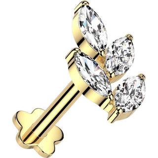 Titane Labret base zircone en forme de feuille  Enfoncer