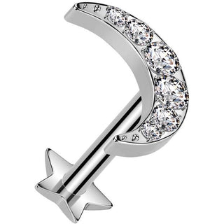 Titane Labret Lune zircone base étoilée Enfoncer