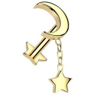 Titane Labret Lune étoile pendante base étoilée Enfoncer