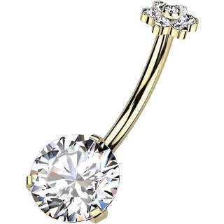 Titane Piercing Nombril Zircone Fleur Enfoncer