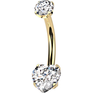 Titane Piercing Nombril assemblage zircone en forme de coeur Enfoncer