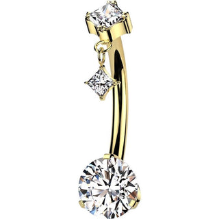 Titane Piercing Nombril pendentif en forme de diamant Zircone Enfoncer