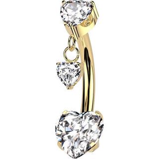 Titane Piercing Nombril pendentif zirconium en forme de coeur Enfoncer