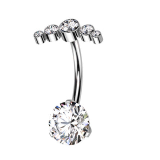 Titane Piercing Nombril Éventail Zirconia Enfoncer